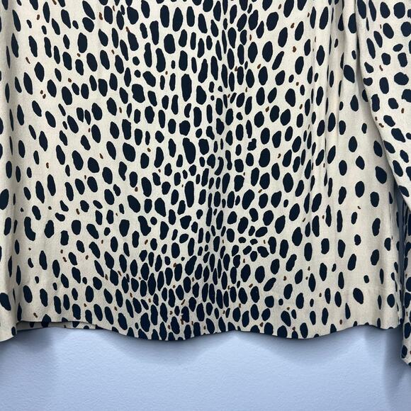 J.Crew Women's Animal Print Blouse Sz 2 Long Sleeve Leopard Old Money Neutral - Picture 3 of 9